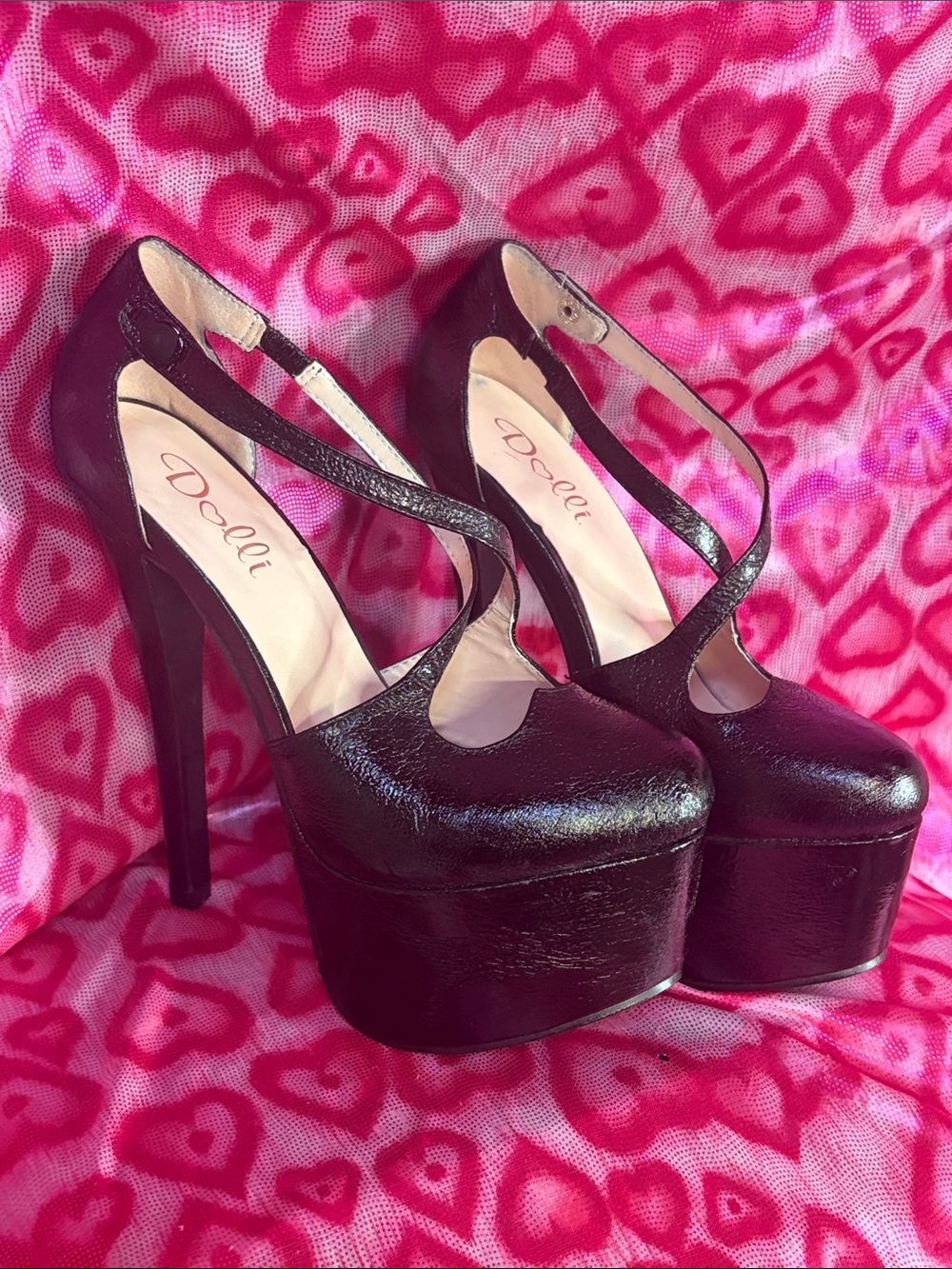 Dolli 6” Stiletto Dancer’s Black Baby Doll Heels Sz 8